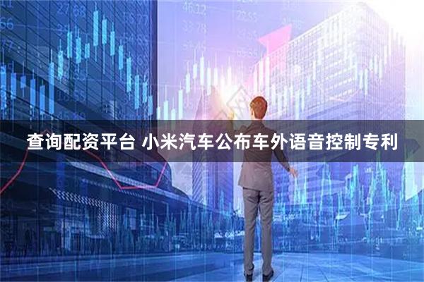 查询配资平台 小米汽车公布车外语音控制专利
